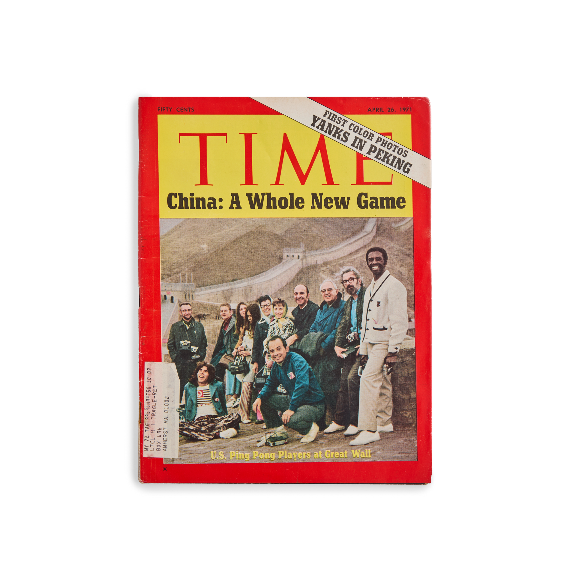 Cover of Time magazine from April 26, 1971, showing the U.S. table tennis team wearing Koyo Bear Sharpman shoes at the Great Wall of China during the historic Ping Pong Diplomacy that followed the 1971 World Championships in Nagoya, Japan.