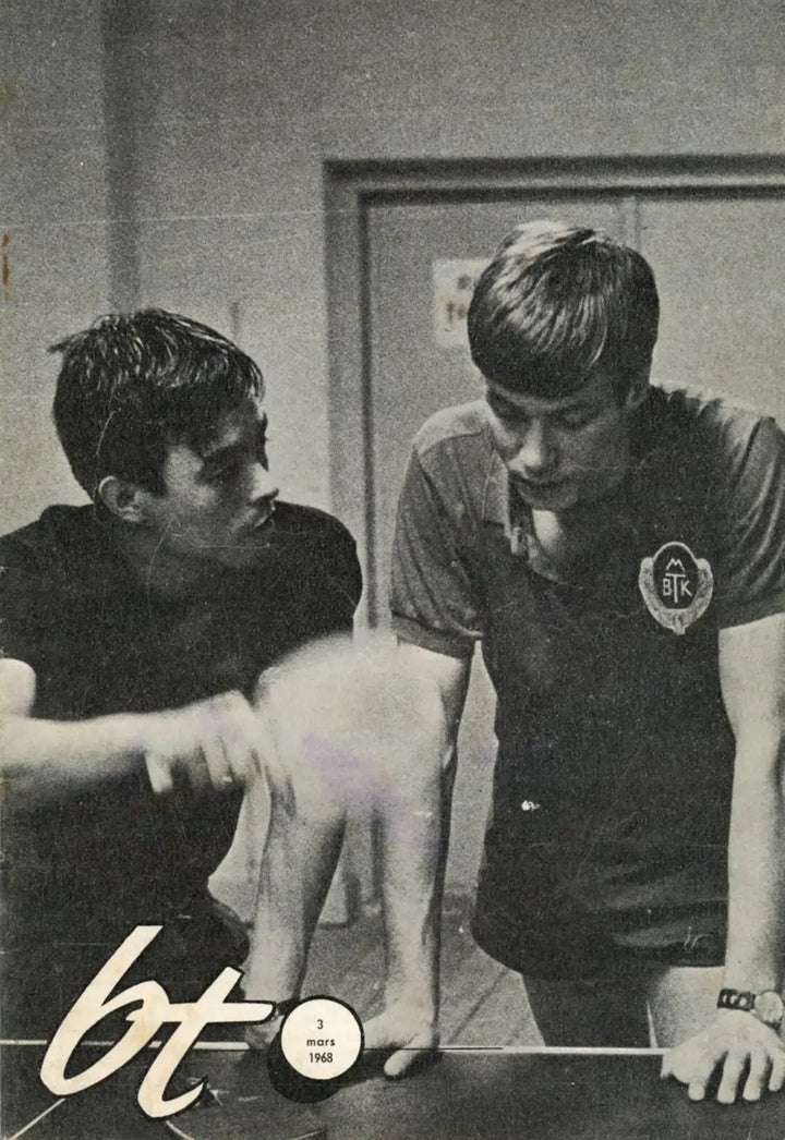 Ichiro Ogimura coaching Kjell Johansson in 1968, showing the legendary table tennis world champion training future European champions as part of his global coaching legacy.