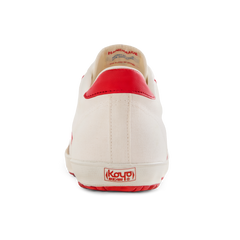 Back view of the Koyo Bear Sharpman Nimble Red sneakers showing the red heel tab and Koyo Bear logo on the vulcanised sole.