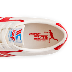 Top view of the insole inside the Koyo Bear Sharpman Nimble Red sneakers showing the table tennis player graphic and Made in Japan branding.