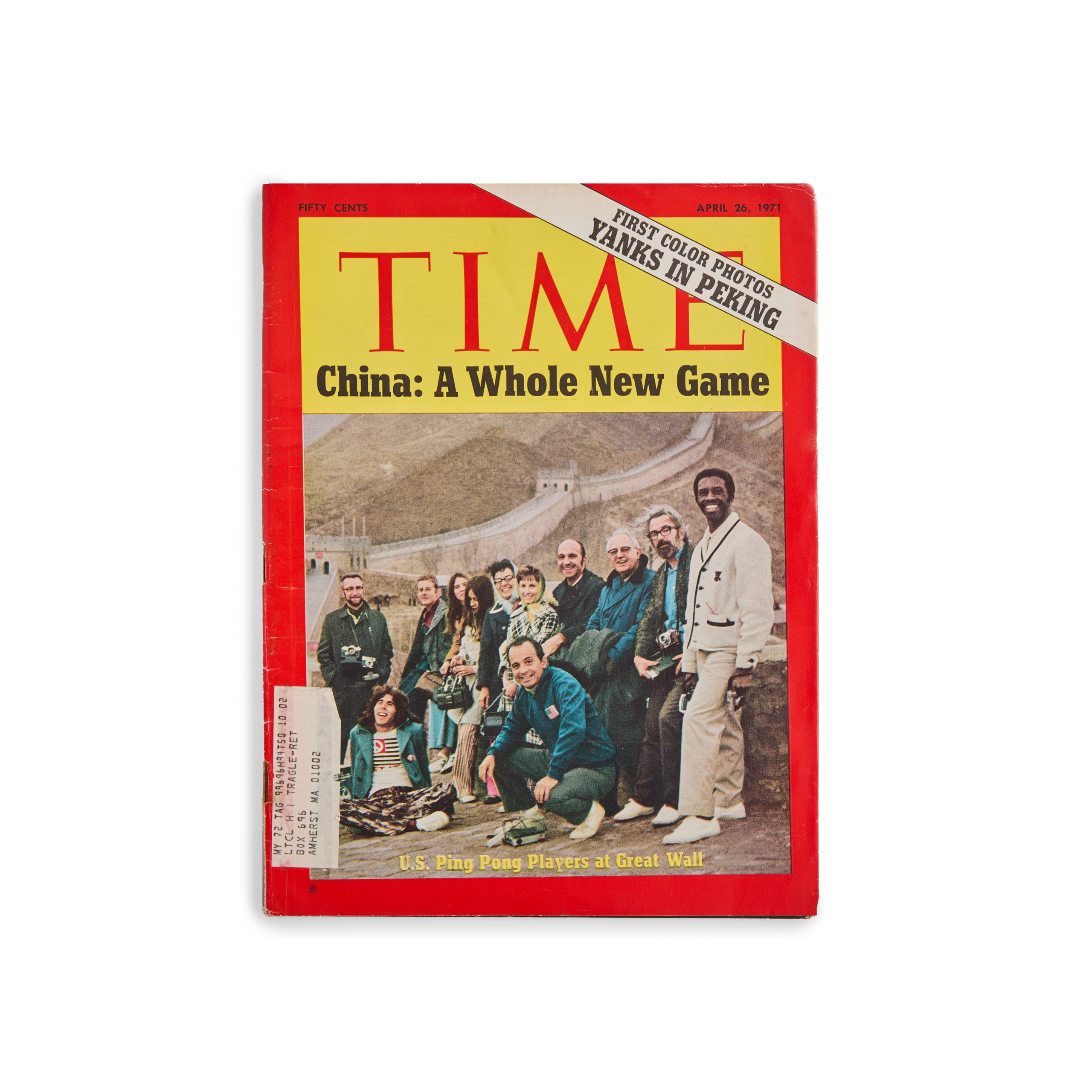 Cover of Time magazine from April 26, 1971, showing the U.S. table tennis team wearing Koyo Bear Sharpman shoes at the Great Wall of China during the historic Ping Pong Diplomacy that followed the 1971 World Championships in Nagoya, Japan.